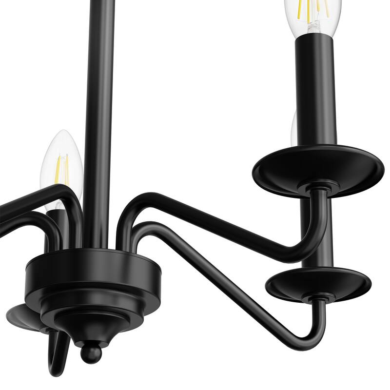 YANSUN 5-Light Farmhouse Drum Chandelier, Black & White, E12 Bulbs Base, Metal Frame