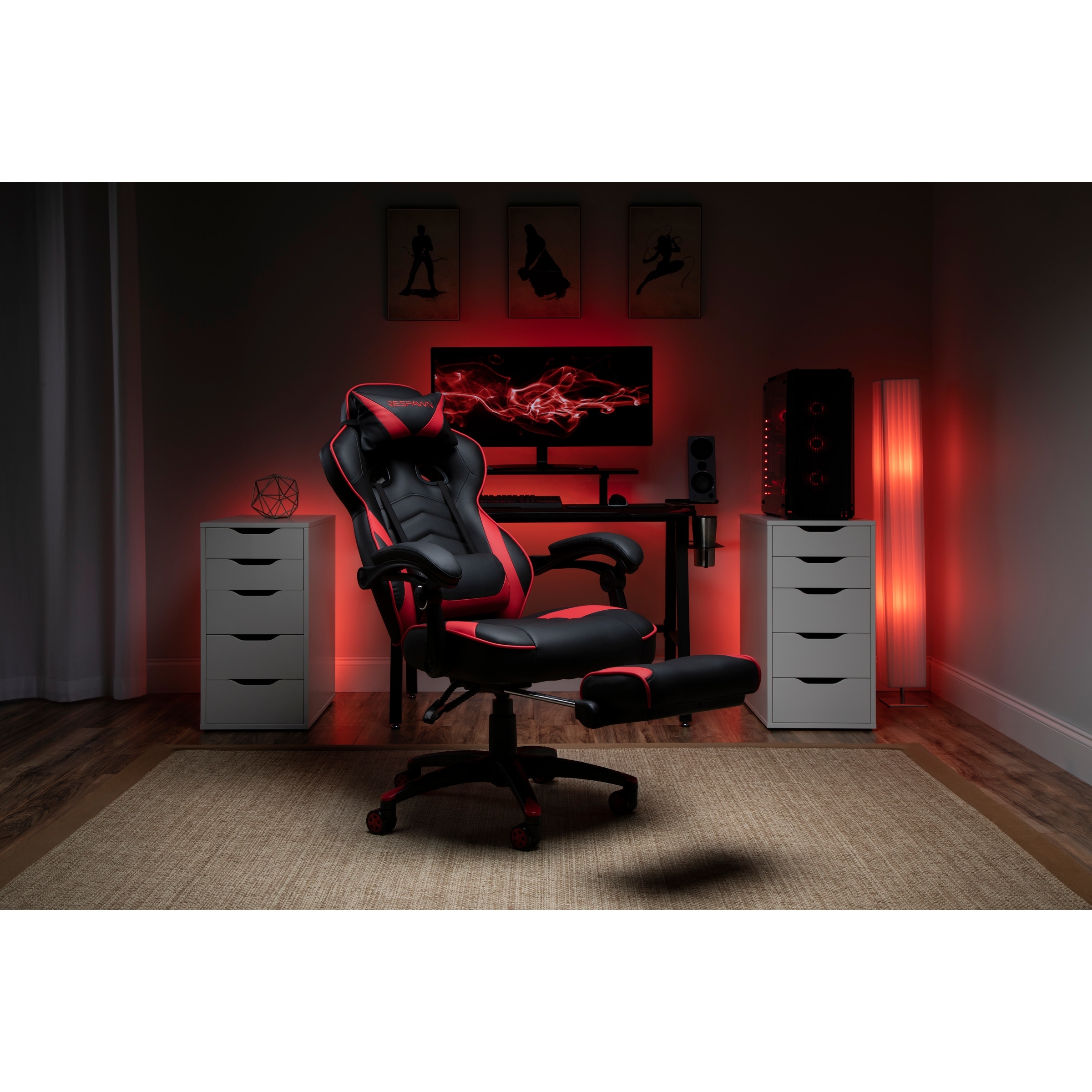 Details about   RESPAWN Racing Style Gaming Chair Reclining 360 Swivel Ergonomic Footrest Red 