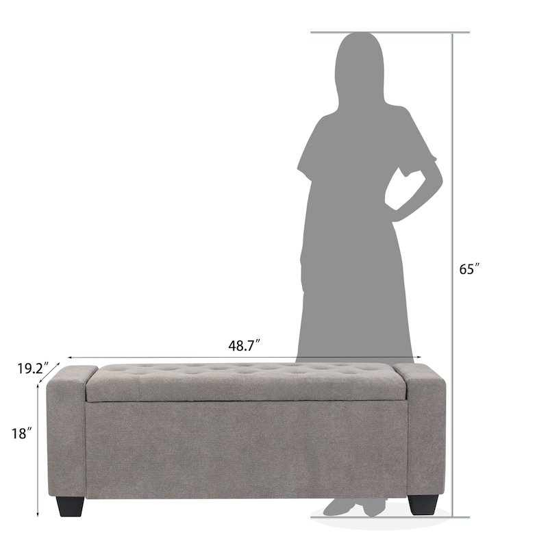 Adeco Rectangle Storage Ottoman Bench for Living Room, Bedroom