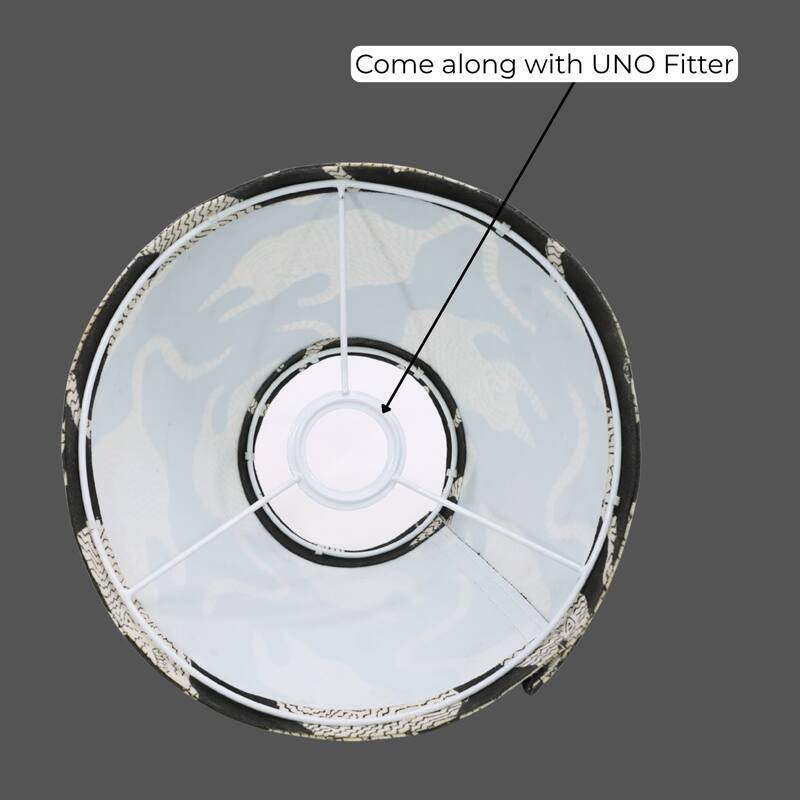 Fabdivine Musakraaj Handmade Hand Printed Duck Canvas Black Lampshade - Table Lampshade for Home Decor, Ethnic Boho Accent - 4 x 11 x 7