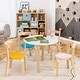 preview thumbnail 2 of 8, Gymax 5-Piece Kids Wooden Curved Back Activity Table & Chair Set w/Toy