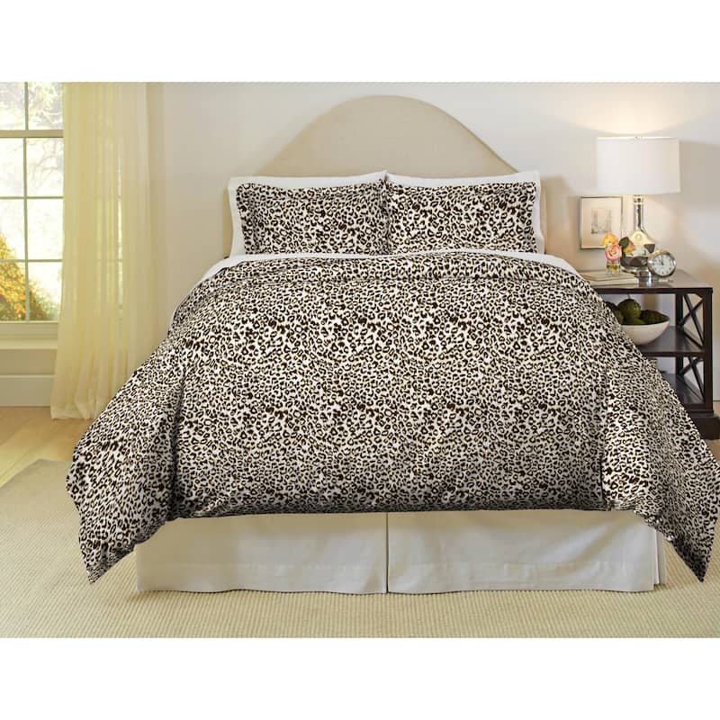 Pointehaven 180 GSM Cotton Flannel Cotton Flannel Oversized Duvet Set - Full - Queen - Safari