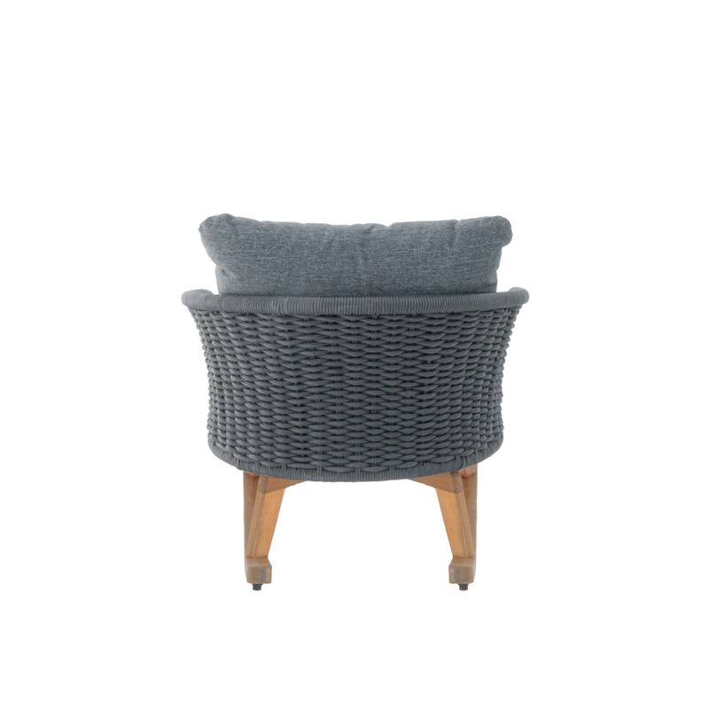 Contemporary Minimalist Beige Wicker Rocking Chair with Soft Polyester Cushions and Durable Wooden Frame