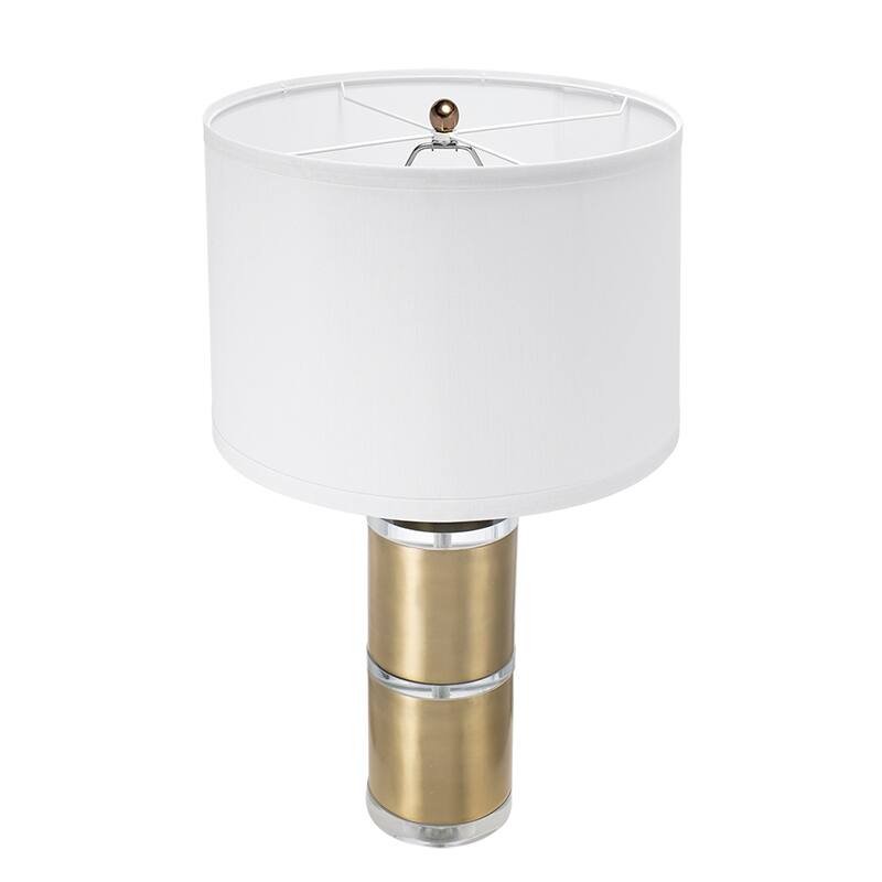 D15x25.5" Gold and White Cylinder Table Lamp with Drum Shade