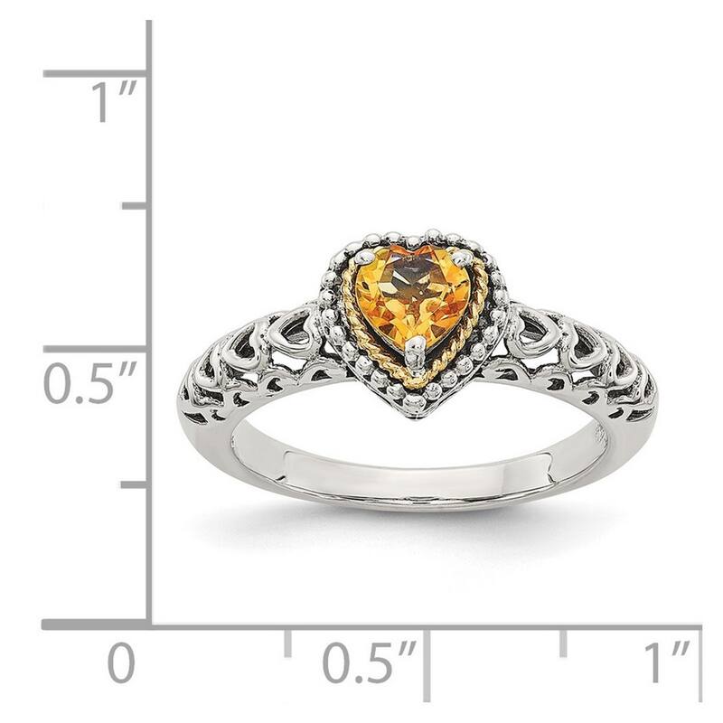 Curata 925 Sterling Silver Polished Prong set With 14k Citrine Ring