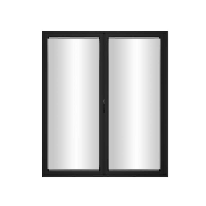 KaMic Elite-Fold 72" x 80" 2-Panel Aluminum Folding Door in Black with Hidden Hinges & Rollers, Folded Out From Right To Left
