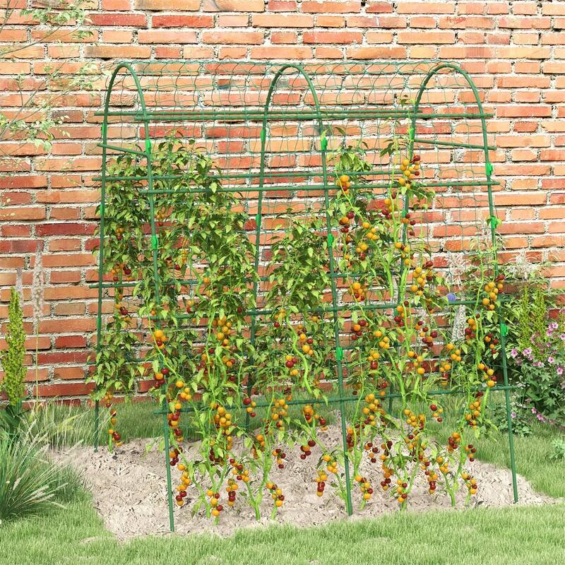 Green Steel PE Arch Trellis for Climbing Plants and Vegetables - 56.75" W x 65.75" D x 81" H