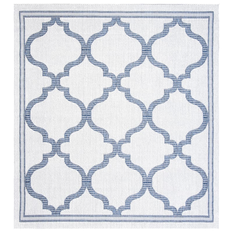 SAFAVIEH Bermuda Washable Edelt Indoor/ Outdoor Waterproof Rug - 6'7" Square - Ivory/Charcoal