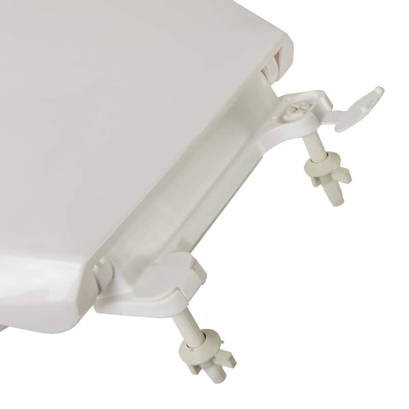 Bath Bliss Deluxe Plastic Beveled Round Toilet Seat in White - 14.2"x 17.5"x 2.1"