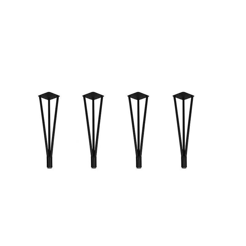 Set of 4 - 14-3/16 inch 3 Rods Hairpin Table Legs Solid Steel Metal with Adjustable Base for Coffee Table/Tea Table