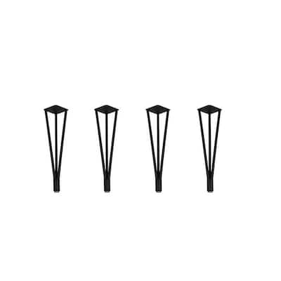 Set of 4 - 14-3/16 inch 3 Rods Hairpin Table Legs Solid Steel Metal with Adjustable Base for Coffee Table/Tea Table