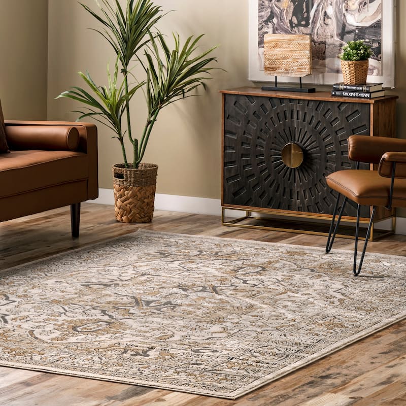 Nuloom Darcie Traditional Medallion Area Rug - 5' x 8' - Beige - Rectangle