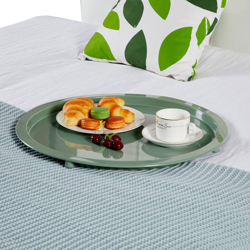 VECELO Side/End Table, Folding Round Metal Anti-Rust and Waterproof Outdoor for Living Room Bedroom,Nightstands