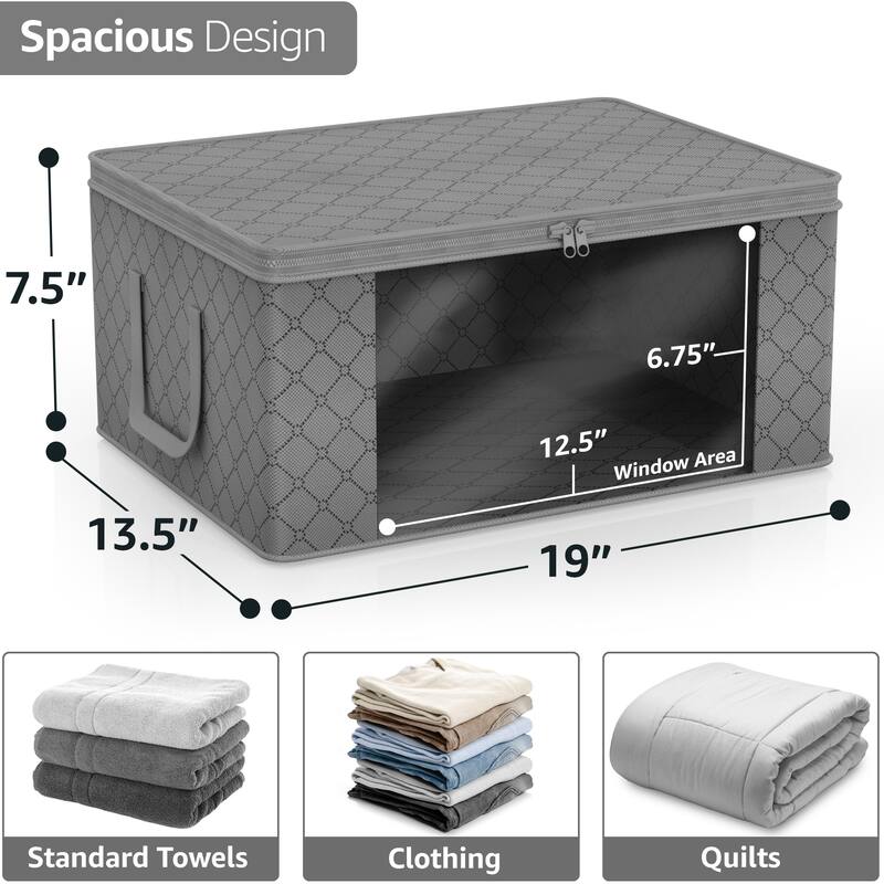Sorbus Medium Clothes Storage Bags with Window, Lids, and Handles 8 Pack - 19"L x 13.5"W x 7.5"H
