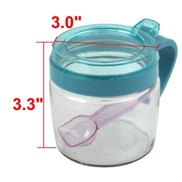 Household Kitchen Plastic Handle Sauce Spices Container Glass Seasoning Bottle - White,Blue,Clear