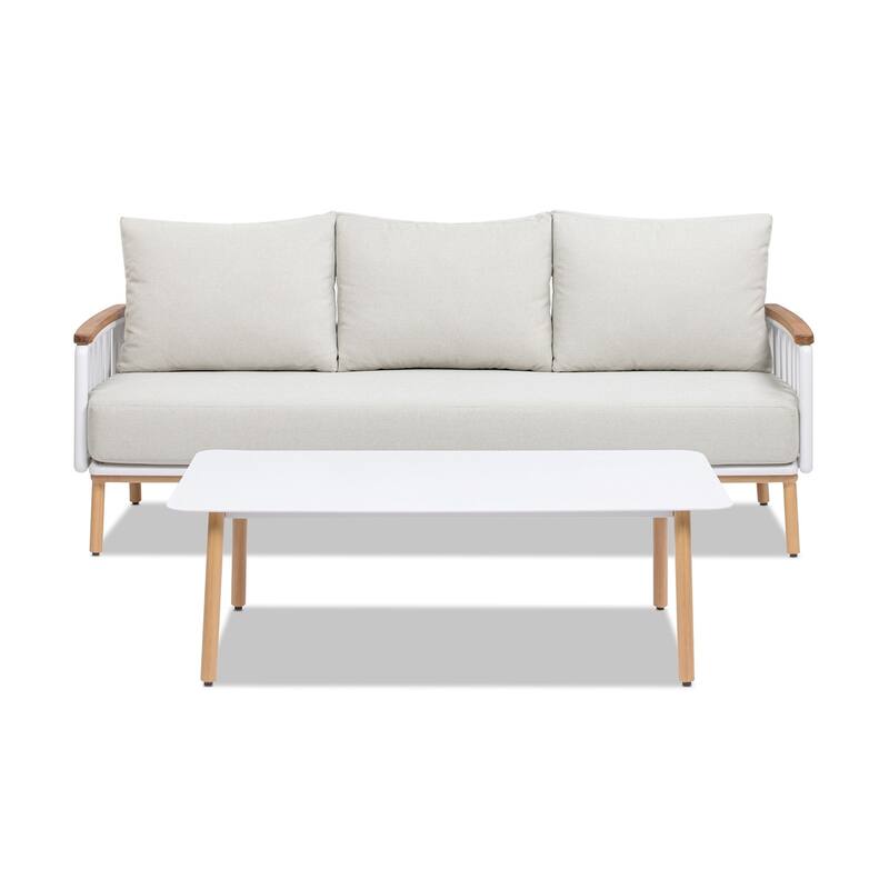 Rhodes Upholstered Teak & Aluminum Outdoor Patio Conversation Set