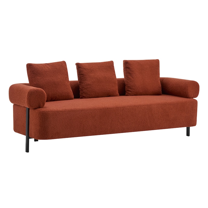 78" Modern 3-Seater Sofa Couch, Upholstered Sofa with Rolled Armrests & 3 Plush Pillows, Comfy Couch for Living Room, Bedroom