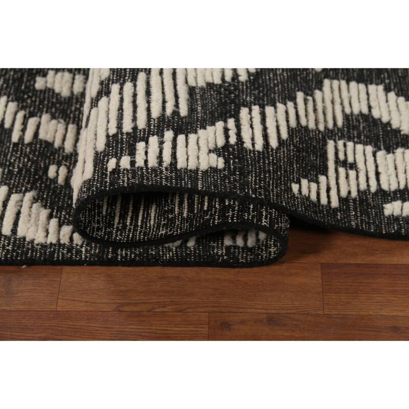 Moroccan Abstract Area Rug Hand-Knotted Wool Carpet - 8'10"x 12'6"