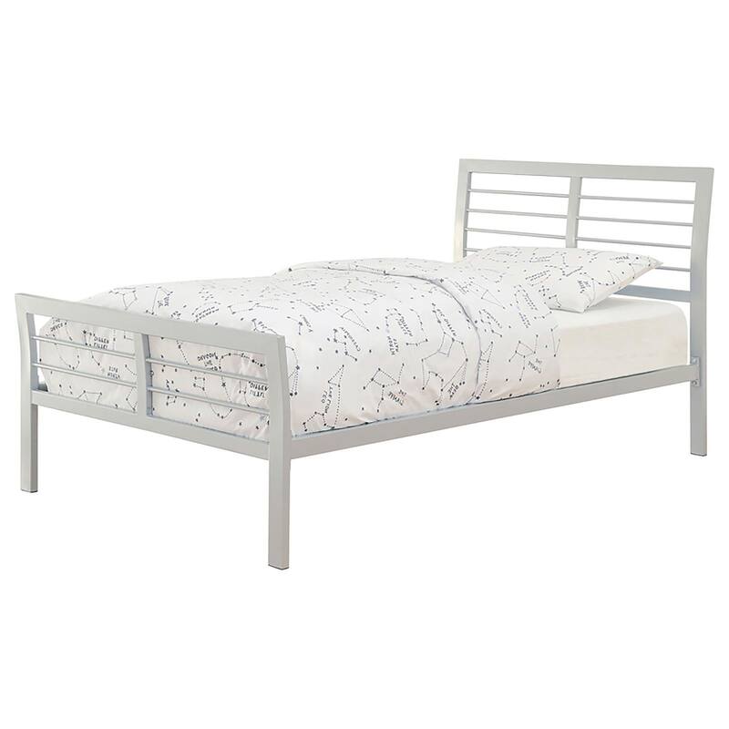 Twin Size Metal Platform Bed with High Headboard and Low Footboard