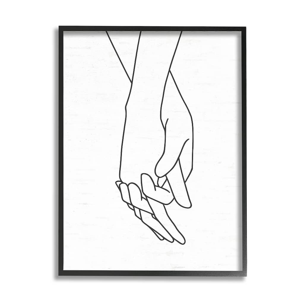 Stupell Romantic Holding Hands Outline Drawing Loving Couple Framed Wall Art, Design by Lettered and Lined - White