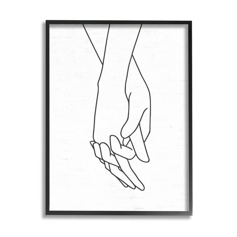 Stupell Romantic Holding Hands Outline Drawing Loving Couple Framed Wall Art, Design by Lettered and Lined - White