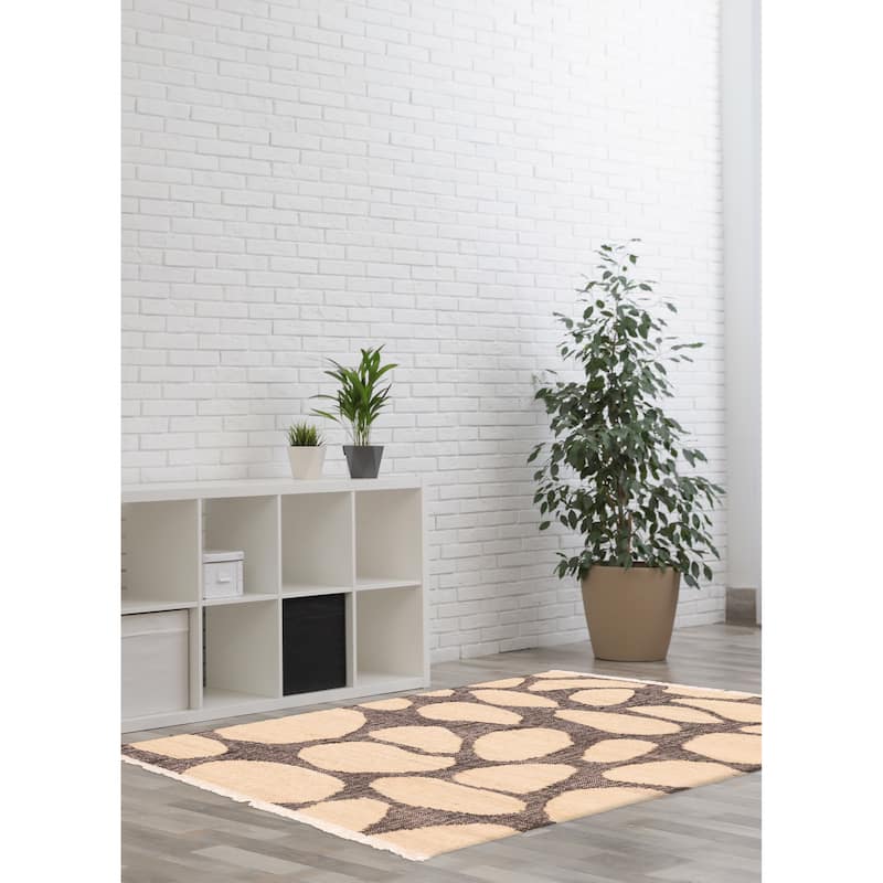 ECARPETGALLERY Flat-Weave Palas Denizli Cream Jute Kilim - 4'1 x 6'1