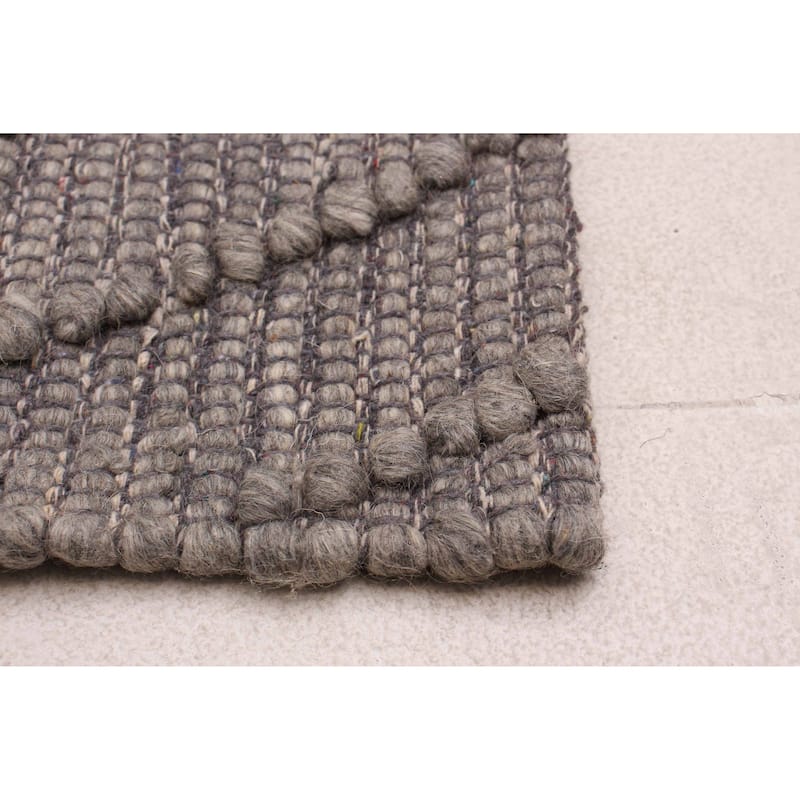 ECARPETGALLERY Braid weave Sienna Grey Wool Rug - 6'1 x 8'9