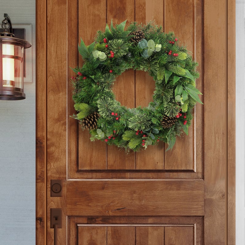 Puleo International 24" Decorated Christmas Wreath - Green