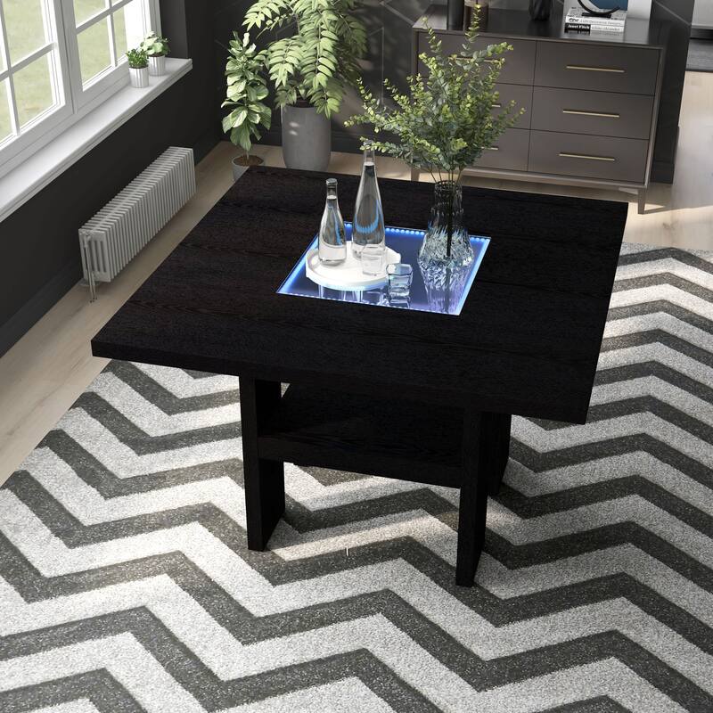 Strick & Bolton Lange 54-inch Square Light-up Counter Height Wood Dining Table