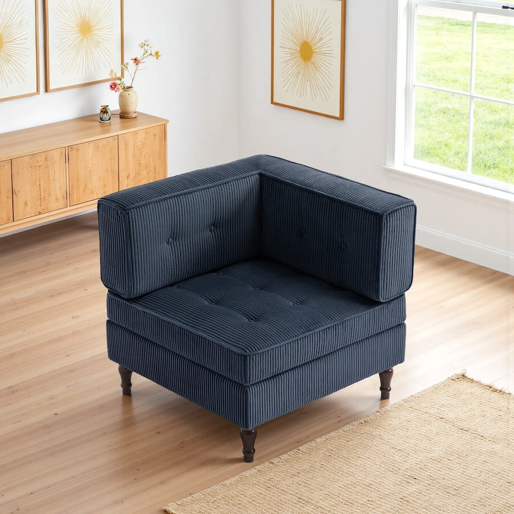 32.57" W Upholstered Corduroy Corner Accent Chair