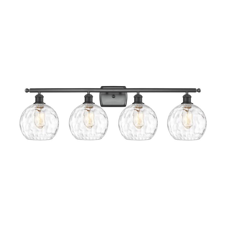 Innovations Lighting Athens Water Glass - 4 Light 36" Bath Vanity Light - 8"Shade - Clear Water Glass/Matte Black Finish