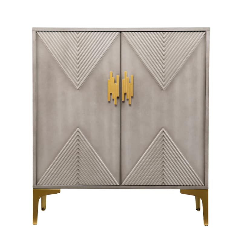 SEI Furniture Laurelvale Grey Wood Cabinet w/ Goldtone Legs/Pulls