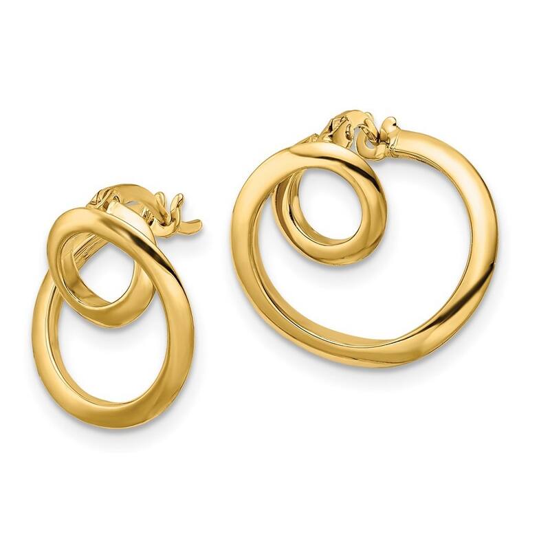 Curata 14k Yellow Gold Polished Swirl Circle Post Earrings 16x10mm