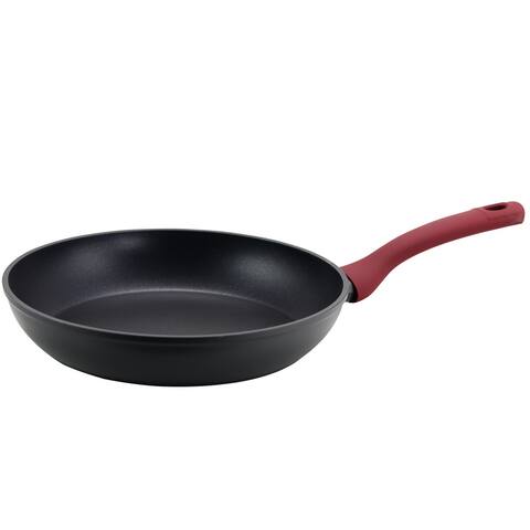 10 Inch Nonstick Frying Pan in Grey With Maroon Handle