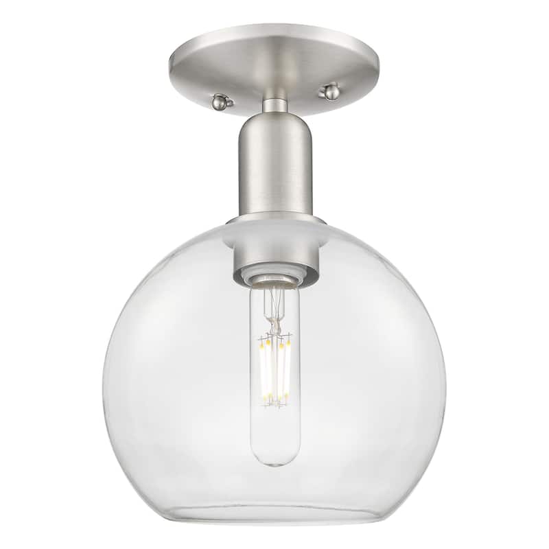 Innovations Lighting 716-1C-12-8 Athens Semi-Flush Athens 8" Wide - Brushed Satin Nickel / Clear
