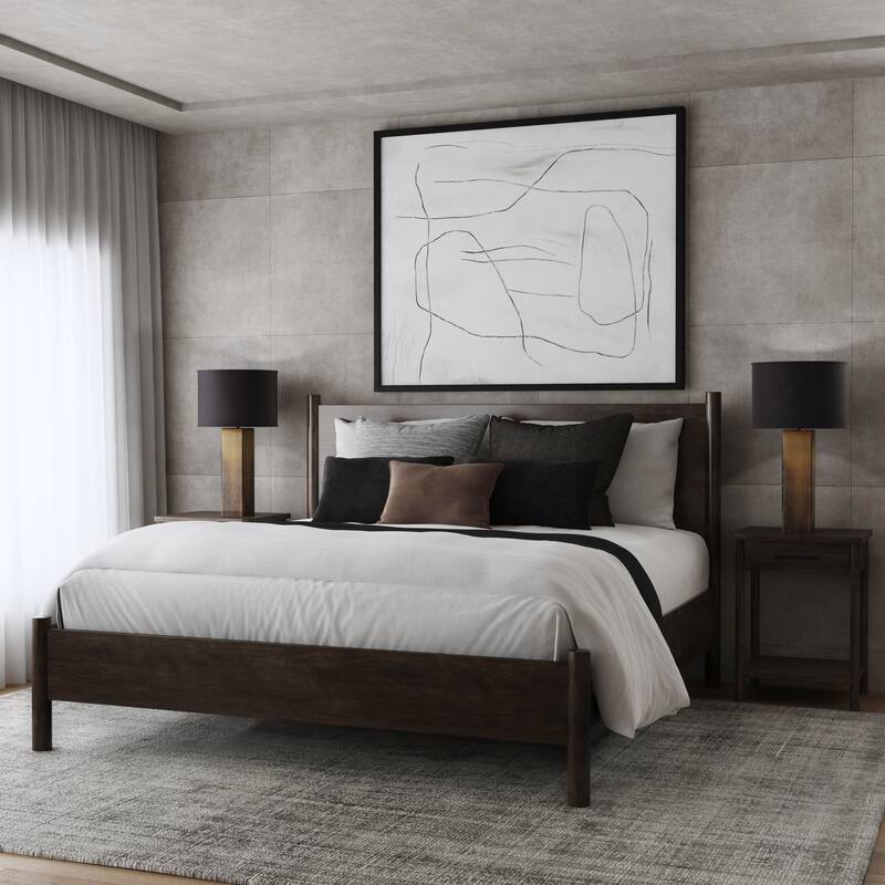 Lennon Rounded Leg Platform Bed - Soft Brown - King