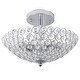 preview thumbnail 3 of 11, Chrome Bowl-shaped Crystal Flush Mount Ceiling Fixture Chandelier - 11.8x11.8x8.7"