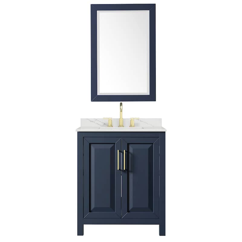 Daria 30-inch Single Vanity, 3 Hole Quartz Top, 24-inch Mirror