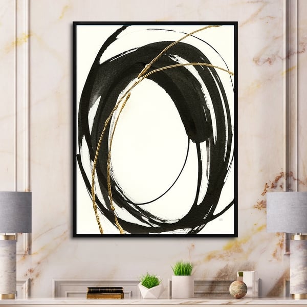 Designart Gold Glamour Circle I Modern Framed Canvas Print