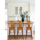 preview thumbnail 23 of 25, High Back Metal Barstool with Black/Brown Leather Cushion-Set of 4