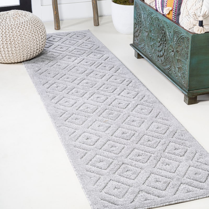 JONATHAN Y Ankara Neutral Diamond Trellis Indoor/Outdoor Area Rug