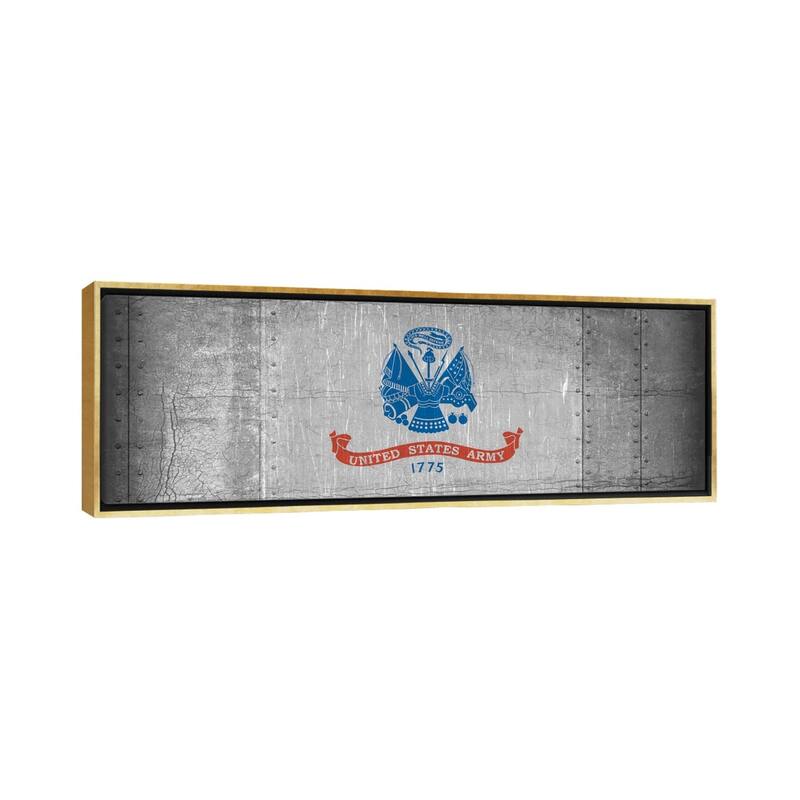 iCanvas "U.S. Army Flag (Riveted Metal Background) I" by iCanvas Framed Canvas Print - 20x60 - Gold