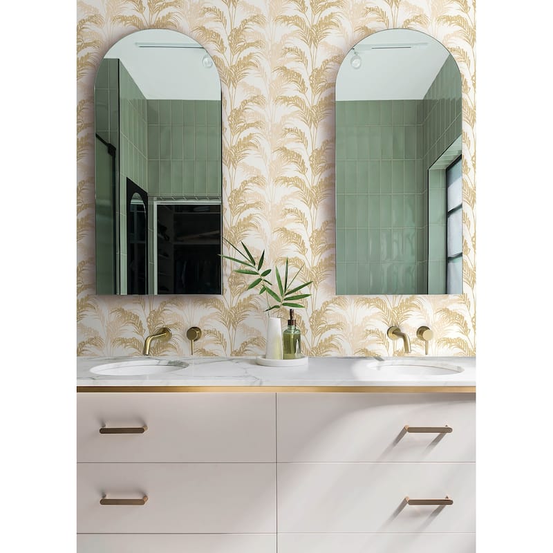 Advantage Rattan Gold Palm Wallpaper