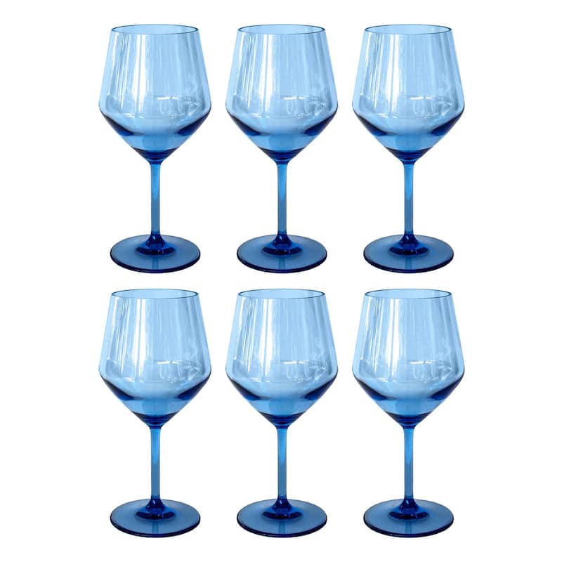 Abode Homewares by TarHong Angle Goblet, Blue, 23 oz, Set of 6 - Blue