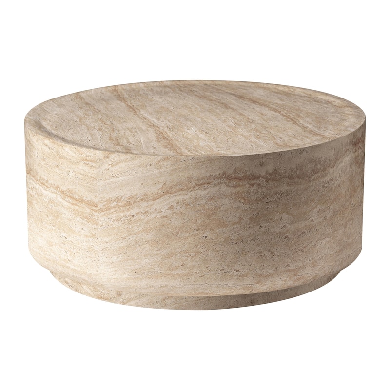 Terra 36-Inch Wide Coffee Table in Fiberstone Round Accent Center Table for Indoor and Outdoor Patio Use