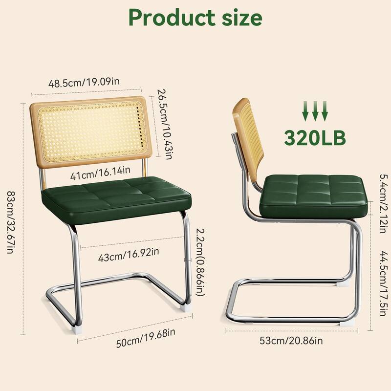 Mid-Century Modern Chairs Set - Faux Leather & Rattan