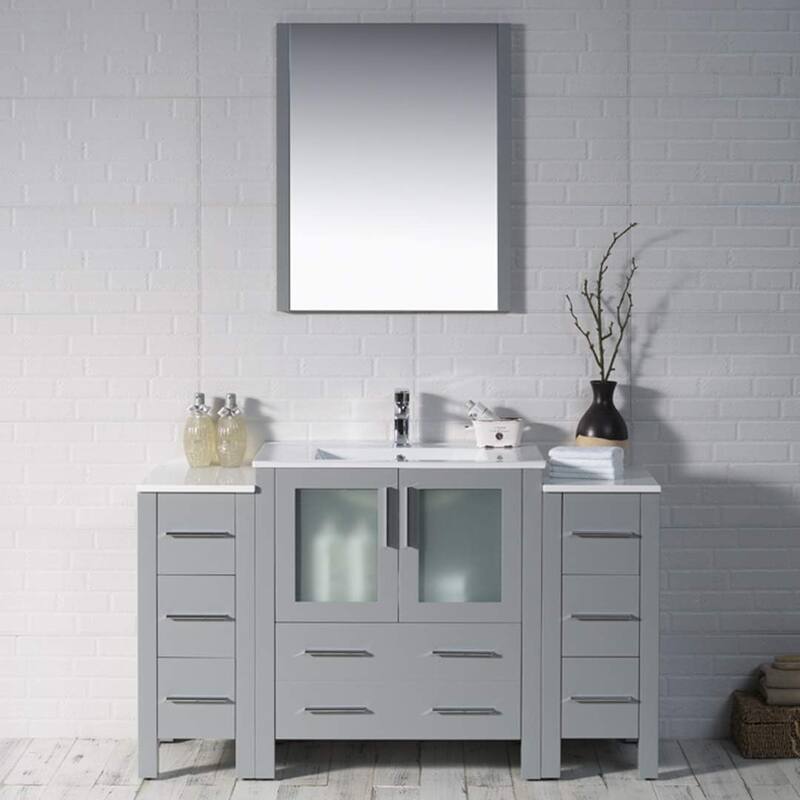 Blossom 54" Solid Wood Bathroom Vanity with Ceramic Sink & Storage