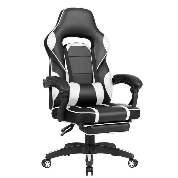 Gymax Massage Gaming Chair Recliner Racing Chair Retractable Footrest