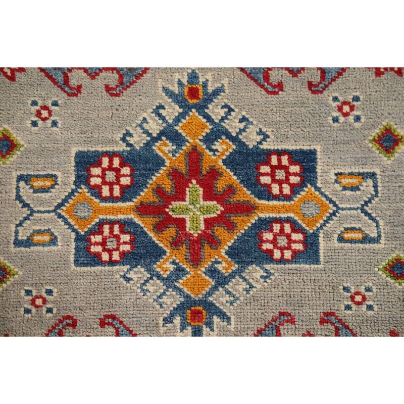 Grey Kazak Foyer Rug Handmade Wool Carpet - 2'6" x 4'1"