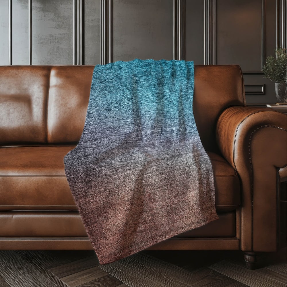 Premium Machine Washable Modern Ombre Sherpa Throw Blanket